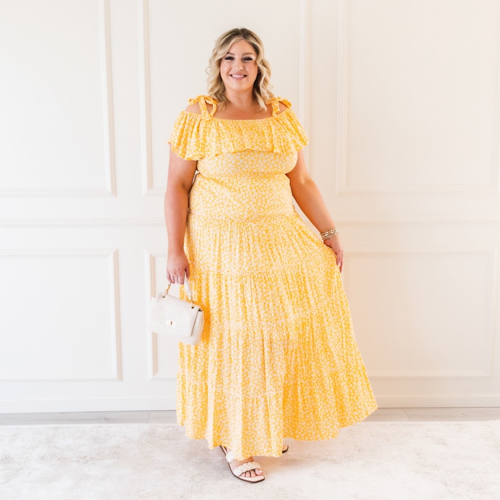 Sunny Yellow Ruffle Maxi Dress